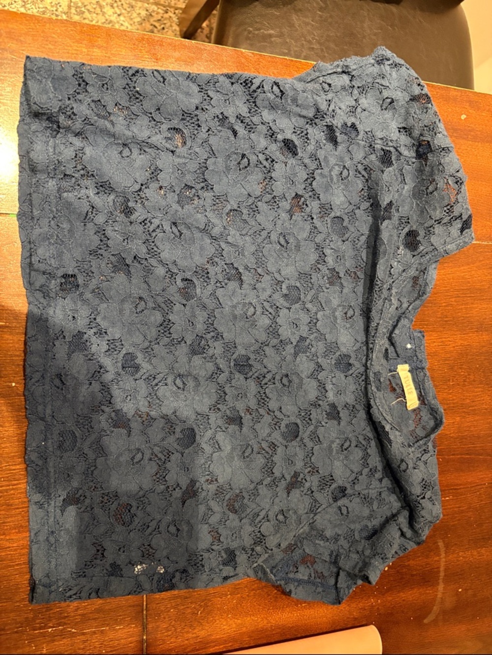 Tulle Navy Lace Shell Top